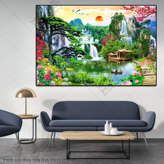 tranh thac nuoc son thuy huu tinh decor